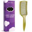 Curl Defining Brush, Vented Curly Hair Brush for Effortlessly Detangling Shaping and Defining Women's Men's Curls on All Wet or Dry Hair Types, Reduces Frizz (Matcha Green)