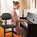 STRICH Piano Bench Adjustable Stool, Music Keyboard Bench Seat with Backrest, Piano Chair with Padded Cushion for Musicians, Black, SPB-M50S