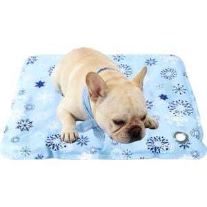 XCL Dog Cooling Mat Thicken Cooling Pad for Dog, Summer Dog Mat Foldable Washable, Endothermic& Waterproof, (QMAX>0.5), Breathable Ice Gel Sleep Mat for Dogs and Cats (20'' x 24''(Small), Ice Blue)