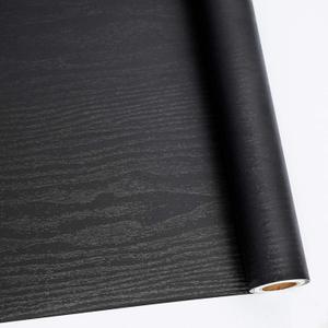 Abyssaly Black Wood Wallpaper 17.71 Inch X 196 Inch Peel Stick Countertops, Authentic Wood Look, Durable, Thickening Home Office