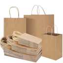 COGLARING 130 Pcs Brown Kraft Paper Bags with Handles - Bulk Assorted Sizes for Retail, Takeout, Bakery & Party Favors | Durable Shopping & Gift Bags for Merchandise, Small Business & Hospitality