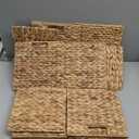 10.5x10.5 Water Hyacinth Storage Baskets, Collapsible Square Wicker Baskets Cube Storage Bins for 11 Inch IKEA Kallax, Set of 3