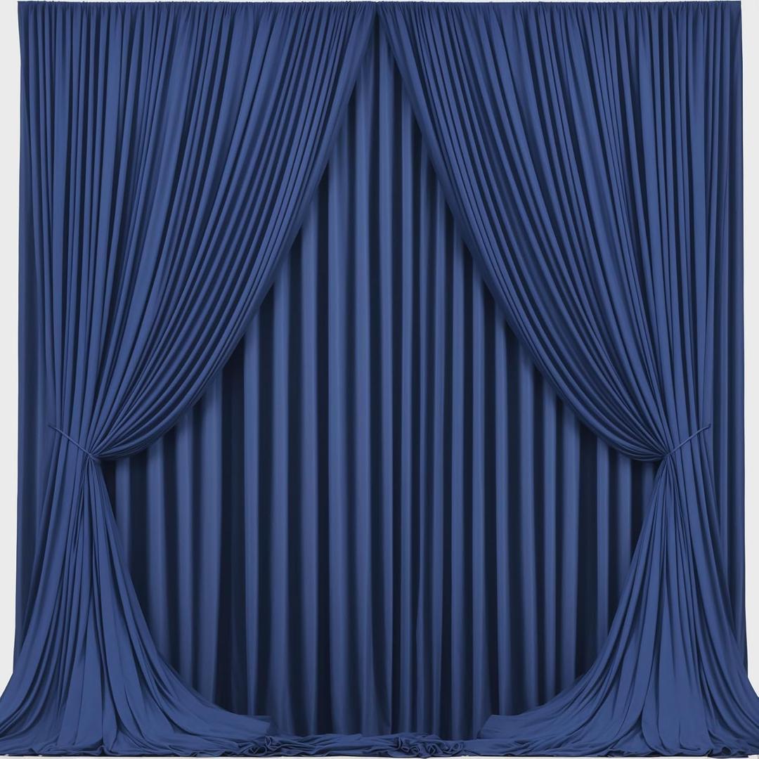 Navy Blue Backdrop Curtains - Wrinkle-Free Polyester Photography Drapes for Wedding, Baby Shower, Birthday, Graduation Party Decorations - 16 X 10FT (W4' x H10'(4 panels))