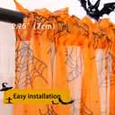 Halloween Curtains for Living Room, Orange Sheer Curtains 95 Inch Length 2 Panel Halloween Decorations for Home, Spider Web Window Drapes Decorations for Bedroom and Home Decor, 52 x 96 Inch