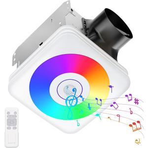 OREiN 3-in-1 Bathroom Exhaust Fan with Bluetooth Speaker & LED Light, 110/160 CFM Quiet Ventilation Fan, 1500LM, 2700K-6500K Adjustable, Night Light, Remote Control, 11.39" x 10.42" Ceiling Cut-Out
