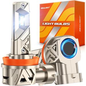 SEALIGHT H11 Bulbs or H8/H9/H16 Light, 96000LM 1000% Bright S6 Pro H11 Bulb with 2026 4th LED Chips, 70000hrs+ Lifespan Drving Light, 6500K White 1:1 Design Plug and Play Fog Light, Pack of 2