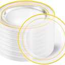 I00000 60PCS Clear Gold Dessert Plates, Clear Plastic Plates with Gold Rim 7 Inch, Fancy Disposable Wedding Plates Heavy Duty for Wedding Birthdays Party Dinner (50-60 Pcs 7", Gold)