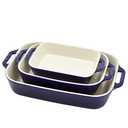 STAUB Ceramic 3-pc Rectangular Baking Dish Set, Dark Blue
