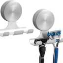 TAILI 2 Pack Powerful Suction Cup Razor Holder, 304 Stainless Steel Bathroom Suction Hooks for Towel, Loofah, Bathrobe, Stylish Shaver Holder for Shower Wall, Easy to Install and Reuse, Silver