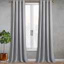 SUN+BLK Kinsley Lined Textured Total Blackout Light Blocking Noise Reducing Grommet Single Curtain Panel, Grey, 52x84