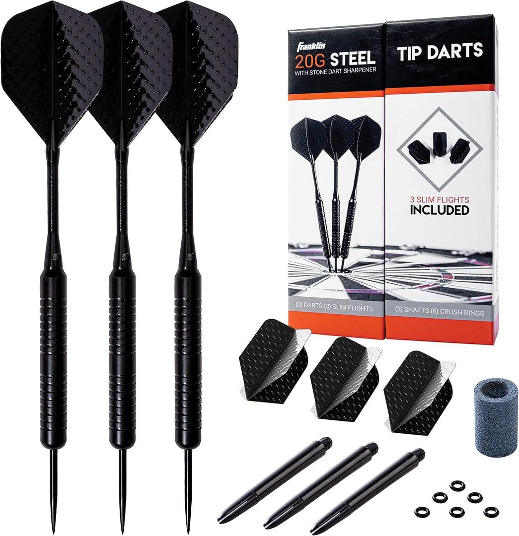 Franklin Sports Steel Tip Dart Set - Game Room Ready with Standard Flights, Slim Flights, Nylon and Aluminum Shaft - Perfect for Family Game Room Fun with Friends