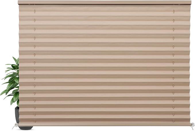 LUCKUP RV Blinds for Camper Window Blackout RV Shades Curtains 50" W x 32" L w/Aluminum Foil, RV Pleated Shades for Travel Trailer Window, Cappuccino