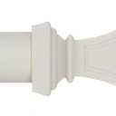 Ivilon Decorative Window Curtain Rod - Carved Square Finials, 1 1/8 in Rod, 72 to 144 in. White/Ivory