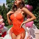 Avidlove Lingerie for Women Sexy Corset Garter Lingerie Set One Piece Teddy Bodysuit Boudoir Outfit (Orange, XL)