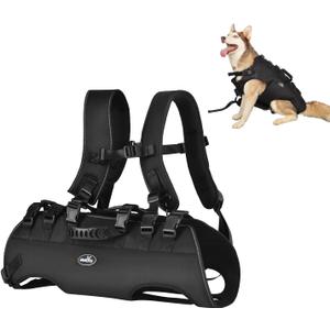 wakytu Dog Backpack Carrier for Medium Dogs Emergency Backpack, Old, Disabled, Joint Injuries, Arthritis, Rehabilitation Carrier Nail Trimming, Senior Dogs Up and Down Stairs, Cars(66-88LBS) (Dark Black)