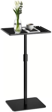 OIKASSU Height Adjustable C Shaped End Table,Metal Sofa Side Table,Small TV Tray Table for Small Spaces with Matte Black Tray,Bed Table Drink Coffee Tables for Bedroom,Black