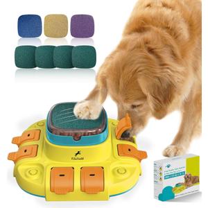 Dog Puzzle, 3-in-1 Dog Toy: Interactive Dog Toys, Puzzle, Slow Feeder Dog Bowls & Nail File Yellow