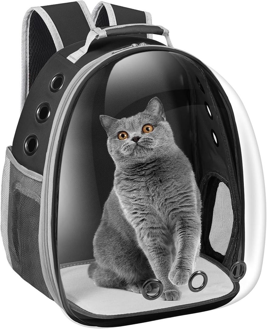 Cat Carrier Backpack, Pet Carrier Backpack Front Pack for Small Medium Cat Puppy Dog Carrier Backpack Bag Space Capsule, Pet Carrier for Travel Hiking Walking Camping (Black)
