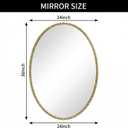 Gold Oval Bathroom Mirror, 24x36 Inch Floral Oval Mirrors for Wall, Antique Gold Metal Floral Frame Mirrors for Bedroom Living Room Hallway, Hangs Horizontally or Vertically