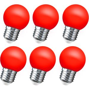 LED Red Light Bulb 15W Equivalent, 1W LED Colored Night Lights, G45 Christmas Globe Light Bulbs, Mini Edison E26 Base Bulb for Vanity Bulbs, Porch, Holiday String Fairy Mood Lights Decor, 6 Pack
