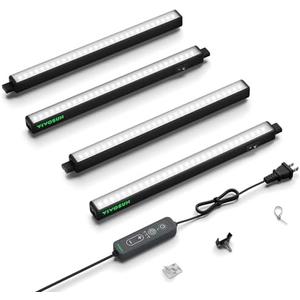 VIVOSUN T5 Grow Lights for Indoor Plants, 5000K Full Spectrum 28W (4 x 7W), 1FT LED Plant Light Strip with Timer & Dimming Controller for Seed Starting, Greenhouse, SGS Compatible, Linkable, 4-Pack