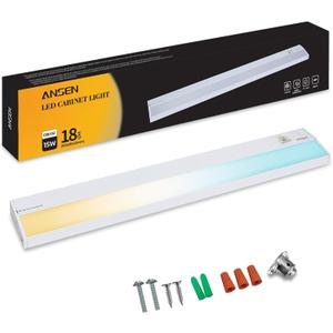 Ansen Hardwired Under Cabinet Lighting, 18inch 15W LED Light for Kitchen/Closet, 998.4lm, CRI>92, R9>90, Dimmable, 3 Color Temperature, 3000K/4000K/5000K(Warm White, Cool White, Daylight)