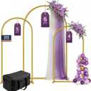 3 Pack Gold Metal Arch Backdrop Stand Set - 6FT, 5FT, 4FT Balloon Stand for Weddings Ceremony, Parties, and Baby Showers - Door Frame Backdrop Stand