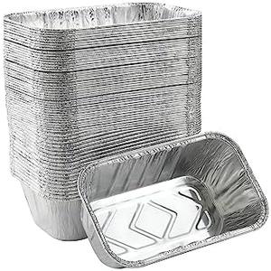 Waytiffer (50 Pack) 1Lb mini Loaf Pans Heavy Duty Disposable Aluminum Foil Bread Tins Standard Size 17, 22, 28, 36 Inch Oven Safe Sturdy Small Bread Tin Pans 1 Pound Loaf Pans