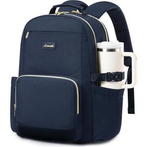 LOVEVOOK Laptop Backpack for Women with Pouch Pocket for Large Capacity Cup,18 Inch Laptop Computer Bag Travel Backpack Purse,Waterproof Work Business Backpack College Teacher Bags,Dark Blue