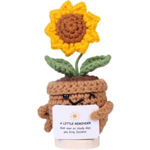 Crochet Sunflower Gift, A Little Reminder You Bring Sunshine, Handmade Artificial Sunflower for Home Desk Decor, Emotional Gift for Friends, Colleagues, Family