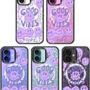 MOSNOVO Magnetic Case for iPhone 16, 10ft Military-Grade Protection, Compatible with Magsafe, Shockproof Phone Case for iPhone 16 - Good Vibes - Clear Black