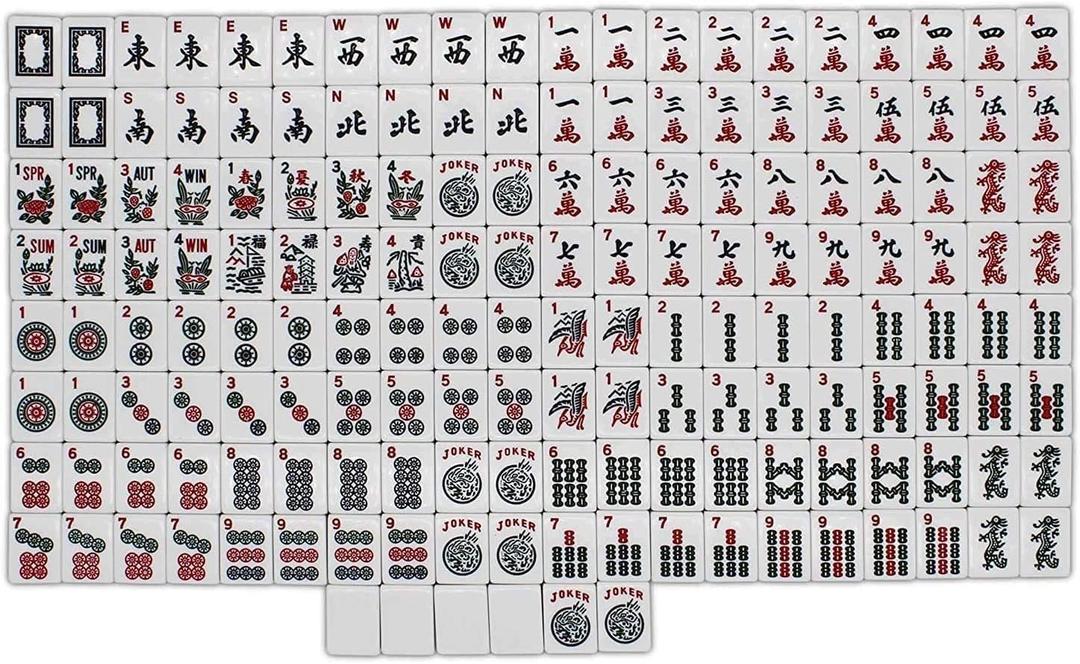 American Western-Style Mahjong Tiles 166-Piece Set, Scratch-Resistant Melamine, Tiles Only Type A