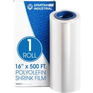 Spartan Industrial - 16" X 550' Polyolefin Centerfold Heat Shrink Wrap Roll - 80 Gauge Shrinkable Film for Packaging Books, Toys, Sporting Goods, Medical Supplies, and More