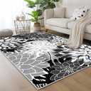 ZonLi Outdoor Rug 8x10Ft Waterproof Multicolored Black White Indoor Area Rug Washable Outdoor Patio Rugs Tropical Floral Non Slip Outdoor Carpet for Living Room, Pool,Backyard,Deck,Camping.
