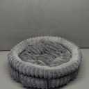 BALANCE Cat Bed Kitten Bed, Washable Round Cat Beds for Indoor Cats, Super Soft Plush Faux Fur Pet Bed for Puppy and Kitten with Anti-Slip Bottom (Grey) 20.0"L x 20.0"W x 8"Th