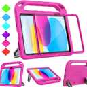 BMOUO Kids Case for iPad 11th Generation (A16) 11 Inch 2025/iPad 10th Generation 10.9" 2022 - with Built-in Screen Protector, Shockproof Handle Stand iPad 11th/10th Generation Case for Kids, Rose