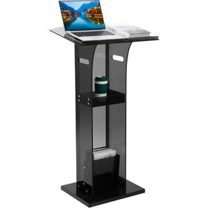 Acrylic Podium Stand, Pulpits for Churches, 47.5inch Modern Lecterns & Podiums with Storage Shelf for Classroom, Weddings, Conference, Concert, Professional Presentation Podiums