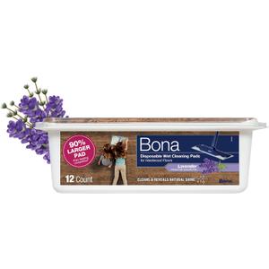 Bona Disposable Wet Cleaning Pads for Hardwood Floors, Lavender Scent (12 Count (Pack of 1))