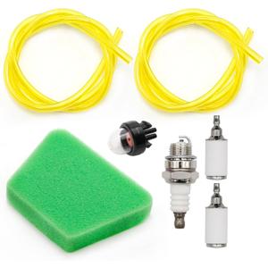 2 Sizes 2 Feet Fuel Line Hose Filter Kit for Poulan Craftsman Chainsaw Replaces#530071835 530037793 530095646 188-513-1 (with Primer Bulb & Spark Plug)
