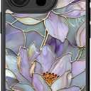DEENAKIN for iPhone 14 Pro Max Case Cute,Aesthetic Floral Hard Shell,Compatible with Magsafe,Trendy Unique Cool Retro Coquette Protective Slim Phone Cover for Women Girls,Blooming Purple Lotus