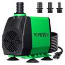 VIVOSUN 800GPH Submersible Pump(3000L/H, 24W), Ultra Quiet Water Fountain Pump with 10ft. High Lift with 6.5ft. Power Cord, 3 Nozzles for Fish Tank, Pond, Aquarium, Statuary, Hydroponics Green