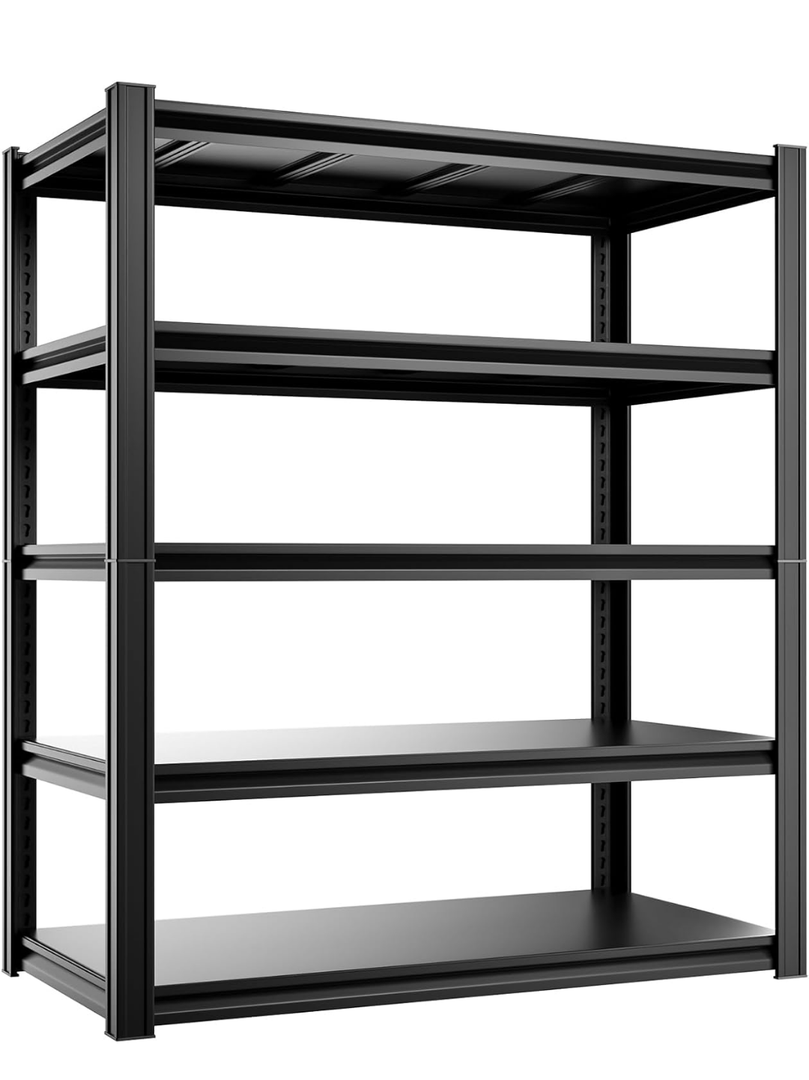 5-Tier 40”W X 20”D X 72”H Heavy Duty Garage Storage Shelves 2500LBS Basement Shelving Heavy Duty Adjustable Unit Rack Metal Rack(Black)