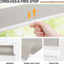 LazBlinds No Tools No Drill Cordless Zebra Blinds for Windows, Dual Layer Light Control for Day and Night, Light Filtering Privacy Roller Blinds and Shades for Home, 38" W x 72" H, Stone Grey