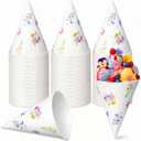 Honeydak 50 Pcs Floral Snow Cone Cups 6 oz, Thicken Disposable Paper Cone Cups for Shaved Ice Summer Pool Party, Slushie and Ice Cream Dessert Station Supplies