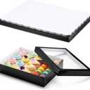 Sinload 10 Pcs Half Sheet Cake Box with Window & Board, Black, 19x14x4 Inch