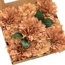 Ling's moment Artificial Flowers 9pcs Silk Dahlia 5.5"/4.5" Fake Flowers for DIY Wedding Craft Bouquets Centerpieces Arrangements Party Baby Shower Home Decorations (Sunset Terracotta)
