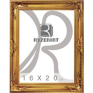 Ornate Wooden Gold Picture frames,16x20 Picture Frame for Photo Frame,Canvas Frames,Art Panels Frame,Paintings,Artwork,Corner Ornaments Gold Frames,without Acrylic Glass and Backing 03