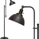 Industrial Floor Lamp, 3 Color Temperature Rustic Floor Lamps in Aged Bronze, Adjustable Height&Head Standing Reading Lamp Farmhouse Lamp