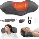 Rechargeable Neck Massager with Heat & Vibration, Deep-Tissue Shoulder and Head Massager, Ergonomic Massage Pillow for Neck Pain Relief, Cervical Support Hump Corrector, Neck Support Aid