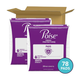 Poise Incontinence & Postpartum Pads for Bladder Leaks, 7 Drop Ultra Absorbency, Long Length, 78 Count